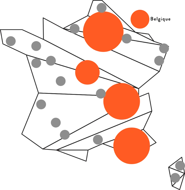Carte des zones de diffusion